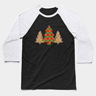 LEOPARD AND PLAID CHRISTMAS TREE Baseball T-Shirt